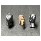 Three Carved Soapstone Figurines