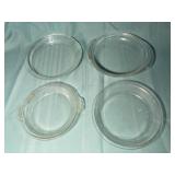 4 Glass Pie Baking Dishes