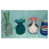 3 Decorative Glass Vases