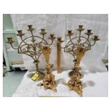 2 SETS OF METAL CANDLE HOLDERS