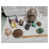 SEVERAL GLASS & MARBLE EGGS, MURANO