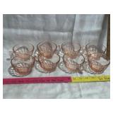 8 PINK DEPRESSION GLASS CUPS