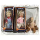 2 GERMAN DOLLS IN BOX, 1 OTHER DOLL