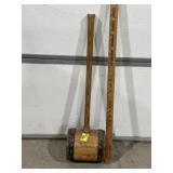 VINTAGE DOUBLE BANDED WOOD MALLET, LARGE, 37" L