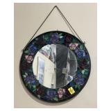 STAINED GLASS ROUND WALL MIRROR 24"