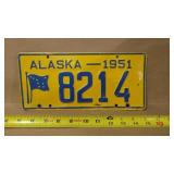 1951 ALASKA LICENSE PLATE