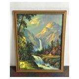 ART DECO WATERFALL CAMPING FRAMED PRINT