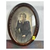 ANIQUE OVAL WOMAN PORTRAIT CONVEX GLASS