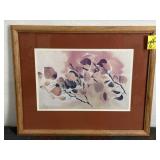 FRAMED WATERCOLOR PRINT TREE BRANCH 21.5 X 17.5"