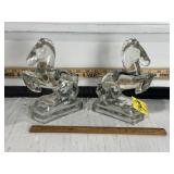 CLEAR GLASS HORSE BOOKENDS