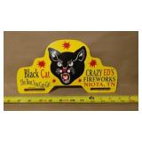 1967 BLACK CAT FIREWORKS METAL LICENSE PLATE TOPPR