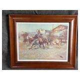 "SMOKE OF A FORTY-FIVE" C.M. RUSSELL FRAMED PRINT