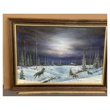 BURTON FARRAR CANVAS WOFL PAINTING, 41" X 29"