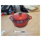 ENAMEL OVER CAST IRON POT W LID / 11" ACROSS