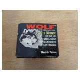 20 ROUNDS 7.62 X 39MM 122GR WOLF