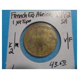 1942 FRENCH EA AFRICA 1 FRANC