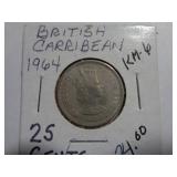 1964 BRITISH CARRIBEAN 25 CENTS