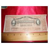 1914 CHIHUAHUA MEXICO 20 PESOS BANK NOTE