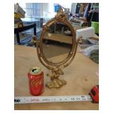 ART NOUVEAU ANTIQUE CAST IRON BASE MIRROR