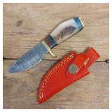 DAMASCUS STEEL SM HUNTING KNIFE & SHEATH