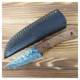 DAMASCUS STEEL HUNTING KNIFE & SHEATH