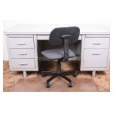 Metal Office Desk w/ Chair & Plastic Floor Mat