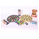 Vintage Plastic Dart Boards, Poker Set, Cards