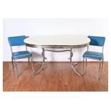 Vtg Retro Chrome Base Formica Top Table & Chairs