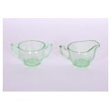 Vintage Uranium Glass Creamer & Sugar Bowl Set