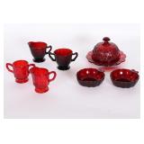 Vintage Ruby Red Pressed Glassware