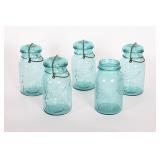 Vintage Blue Glass Ball Mason Jars