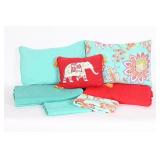 Red & Blue Quilt, Pillows, Shams