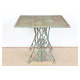 Metal Table w/ Antique Singer Sewing Base