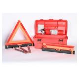 Roadside Safety Box w/Flares, Reflective Triangles