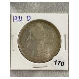 1921 D Morgan Silver Dollar Coin