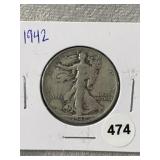 1942 Walking Liberty Silver Half Dollar Coin