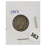 1943 Mercury Dime Silver Coin