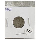 1942 Mercury Dime Silver Coin