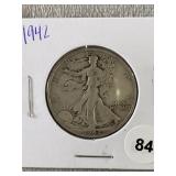 1942 Walking Liberty Silver Half Dollar Coin