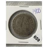 1900 Barber Half Dollar Silver Coin