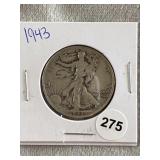 1943 Walking Liberty Silver Half Dollar Coin