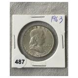 1963 Franklin Half Dollar Silver Coin