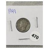 1949 Mercury Dime Silver Coin