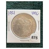 1921 UNC Morgan Silver Dollar Coin