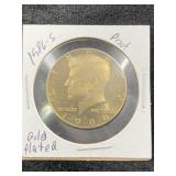 1986 S Proof Gold Plated Kennedy Half Dollar Coin