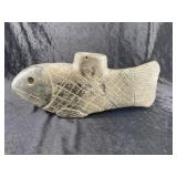 Large Fish Effigy Stone Pipe Indian Artifact Arrow