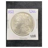 1921 UNC Morgan Silver Dollar Coin