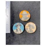 3 Antique Pins John Wayne