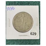 1935 Walking Liberty Half Dollar Silver Coin