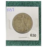 1937 Walking Liberty Half Dollar Silver Coin